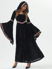 Medieval Retro Gothic Hoodie Witch Long Skirt Luxury Women's Party Dress Cosplay Vampire Halloween Adult Costume