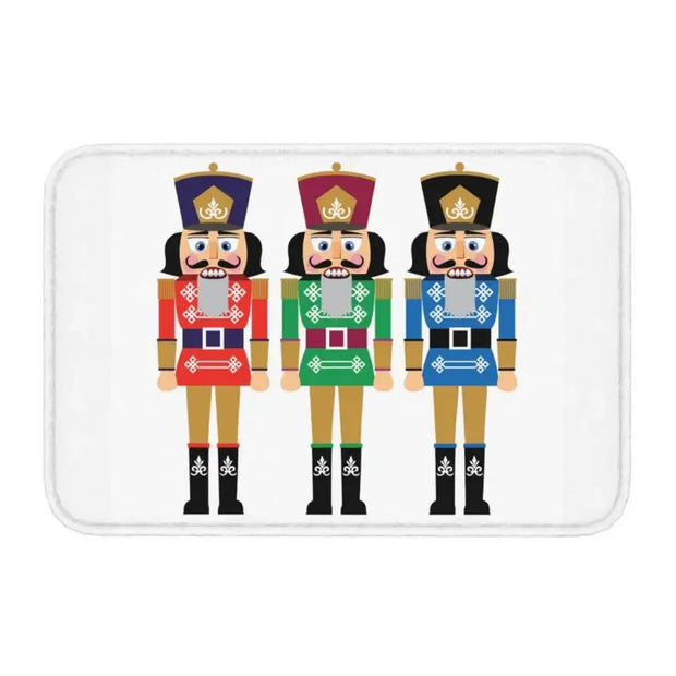 Nutcracker Doll Floor Door Kitchen Bath Mats Anti-Slip Indoor Christmas Soldier Toy Doormat Garage Entrance Rug Carpet Footpad