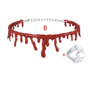 Halloween Decoration Horror Blood Drip Collar Necklace teething set Fake Blood Vampire Joker Choker Gothic Costume Red Necklaces