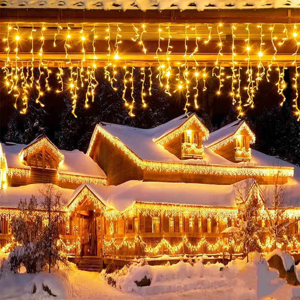 christmas outdoor decoration 4.5m Droop 0.4-0.6m curtain icicle string led lights 220V/110V New year Garden Xmas Wedding Party