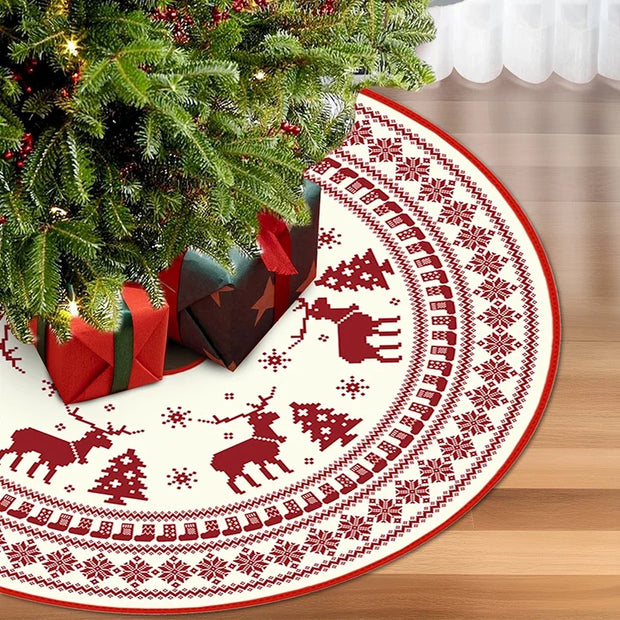 Snowman Reindeer Christmas Tree Skirt Snowflake Xmas Tree Mat Christmas Decorations For Home Winter Holiday New Year Gifts
