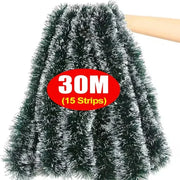 60/2M Christmas Tinsel Ribbons Garland Green Cane Wreath Xmas Tree Hanging Pendent Ornaments Wedding Party Home Decor Supplies