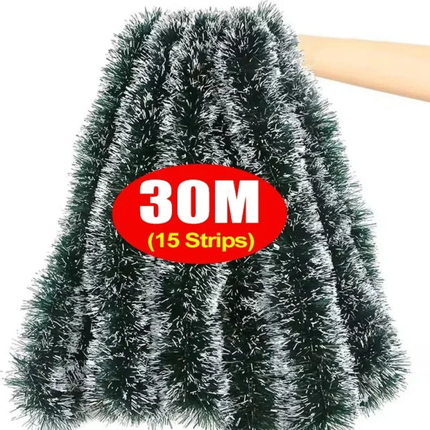 60/2M Christmas Tinsel Ribbons Garland Green Cane Wreath Xmas Tree Hanging Pendent Ornaments Wedding Party Home Decor Supplies
