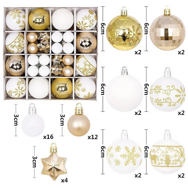 Christmas Tree Decoration 42PCS 6CM Balls Ornaments Set For Xmas Hanging Holiday Home Supplies Christmas Year Party Gifts New