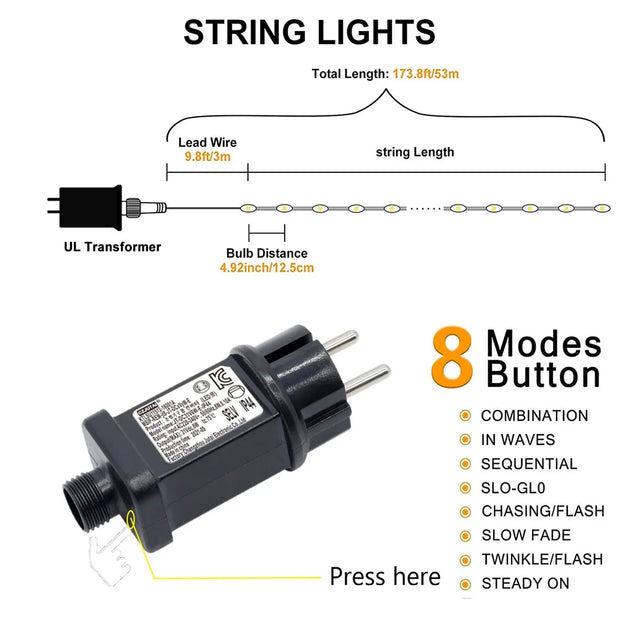 Christmas Decorations For Home 2025 Led Festoon Fairy Lights 20/50/100M EU/US Plug New Year 2025 Street Garland On The House