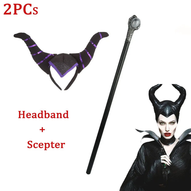 Disney Villain Role Playing Maleficent Costume Girl Halloween Evil Queen Lace Dress Deluxe Maleficent Cosplay Apparel Vestidos