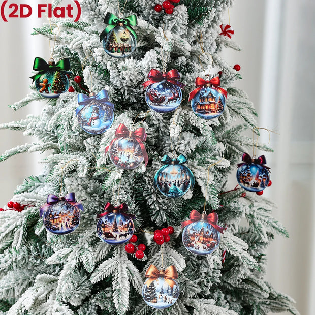 Christmas Snow Scene Wooden Pendants Merry Christmas Decorations for Home 2025 Navidad Natal Xmas Tree Hanging Ornament New Year