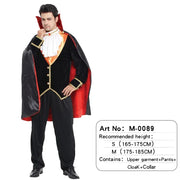 Halloween Male Vampire Cosplay Costume with Shirt/ Pants/ Vest/ Cloak，Men's Carnival Party Devil Dress Up