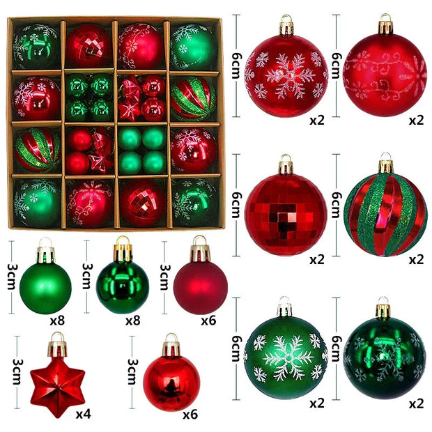 Christmas Tree Decoration 42PCS 6CM Balls Ornaments Set For Xmas Hanging Holiday Home Supplies Christmas Year Party Gifts New