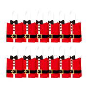 12Pcs Christmas Gift Bags with Santa Claus Suit Prints - Festive Storage Sacks for Party Celebrations and Wrapping