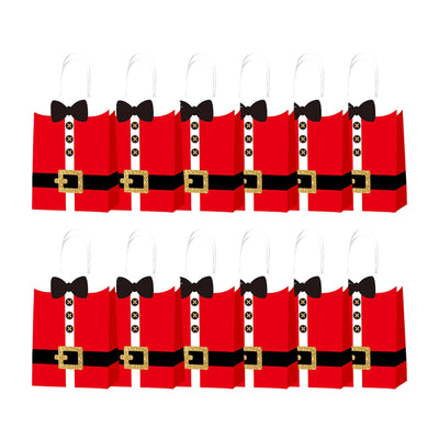 12Pcs Christmas Gift Bags with Santa Claus Suit Prints - Festive Storage Sacks for Party Celebrations and Wrapping