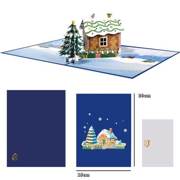Merry Christmas Cards Christmas Tree Winter Gift Pop-Up Cards Christmas Decoration  Stickers Laser Cut New Year Greeting Cards