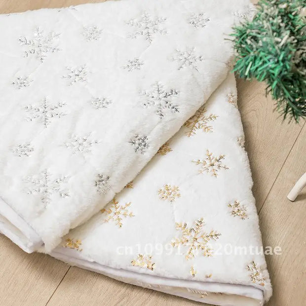 Hong Kong Love Christmas Tree Skirt round Plush Snowflake Design Home Decorations Short Apron