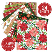 24pcs Christmas Decorative Scrapbook Paper,Christmas Gift Small Business Packaging,Cardmaking Craft For Journal Background Paper
