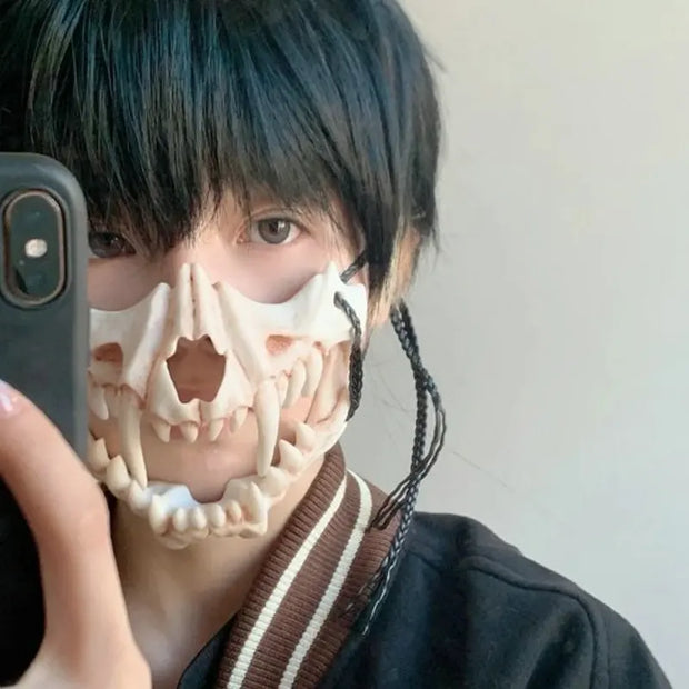 Halloween Skull Party Mask Anime Dragon God Skeleton Half Face Masks Bone Skull Animals Mask Cosplay Dance Prom Costume Props