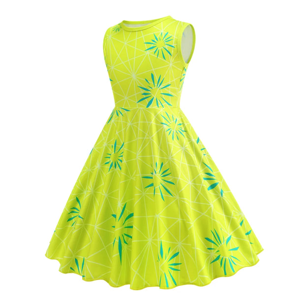 New Joy Inside Cosplay Out Dress Girls Birthday Carnival Party Outfit Children Halloween Role Playing Print Clothing