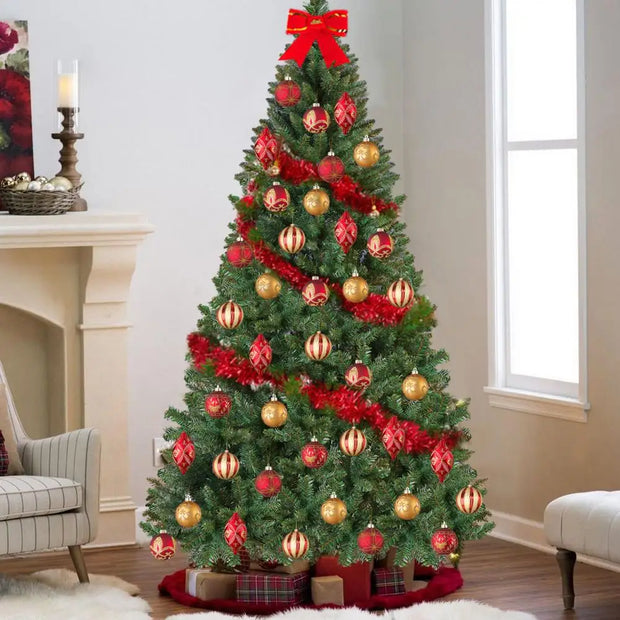 8FT Artificial Christmas Tree, Christmas Holiday Pencil Tree with Thick Branch Tips, Winter Party Decoration with Iron Base, Eas
