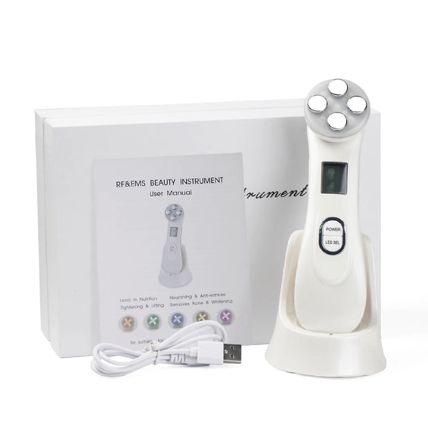 Facial Electroporation LED Photon Beauty Device RF Radiofrequen EMS Lifting Tighten Machine Skin Care Microcurrent Face Massager