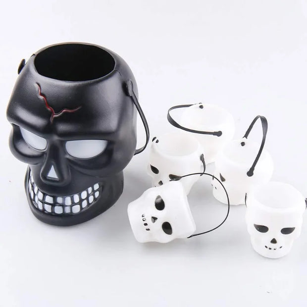 Halloween Candy Bucket Portable Candy Barrel Lightweight Shaped Trick or Treat Basket Ornament Halloween Party Decoration