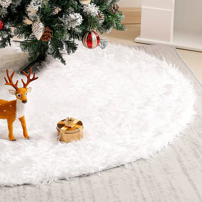78/90Cm Christmas Tree Skirt White Plush Christmas Tree Foot Carpet Snowflake Faux Fur Christmas Tree Base Cover Decoration Home