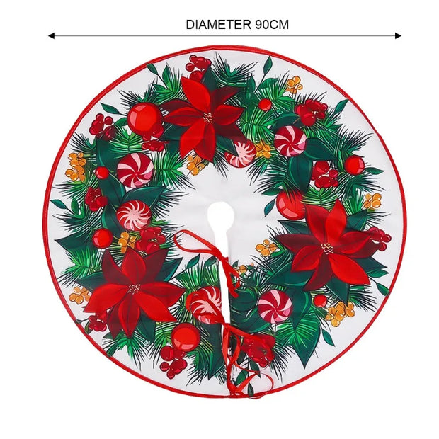 Christmas Tree Skirt Xmas Tree Mat Plush Trees Skirts Flowers Surround Bottom Carpet Base Round Cover Rug New Year Party Decor