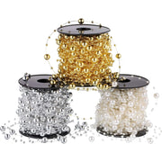10M 3-8mm Beads Garland Pearl Strands Fish Chain Ribbon for Christmas Tree Wreath Gift Wrapping Decoration