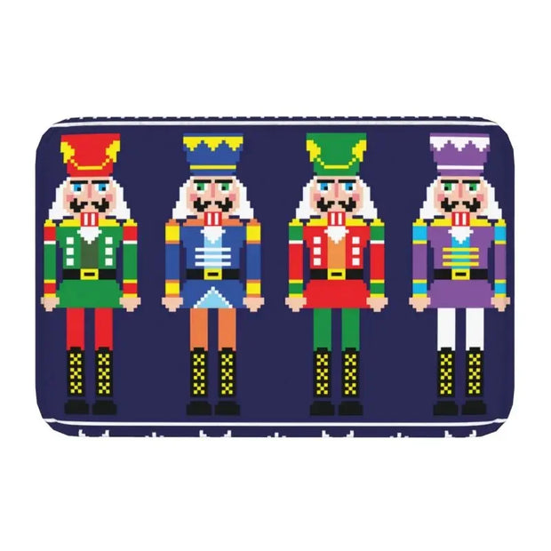 Nutcracker Doll Floor Door Kitchen Bath Mats Anti-Slip Indoor Christmas Soldier Toy Doormat Garage Entrance Rug Carpet Footpad