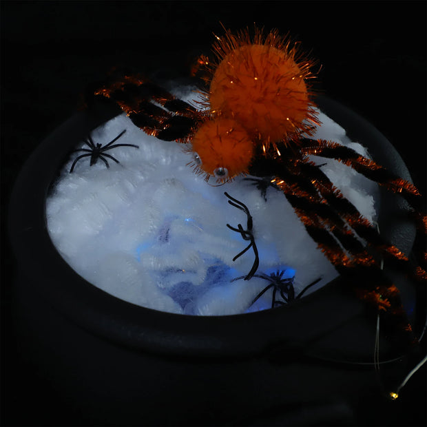 Halloween Lights Glowing Cauldron Pot with Skeleton Cauldrons Decorations Outdoor