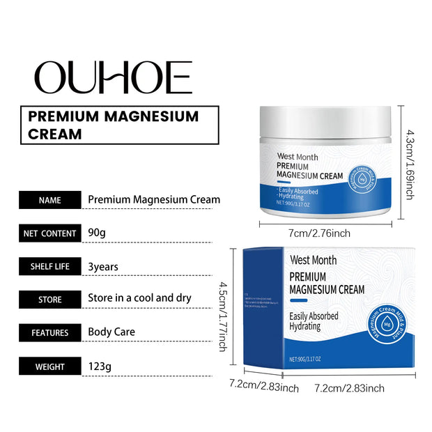 WEST MONTH Premium Magnesium Cream Moisturizing and Refreshing Body Lotion with Lavender Fragrance to Care for Sleep 3.17 OZ