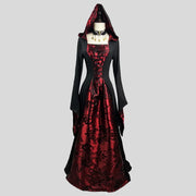 Halloween Party dress Vampire Costume Women Plus Size Gothic Witch Cosplay outfit with Cloak Dark Nun Role Play Skeleton Uniform