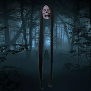 Plastic Halloween Hanging Ghost Long Hair Red Blinking Eye Horror Skeleton Ghost Hanging Design LED Light