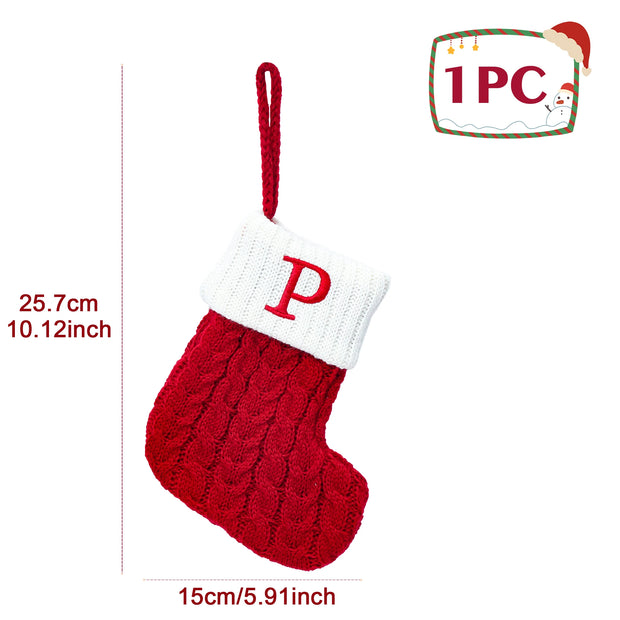 Christmas Socks Knitting Snowflake Letter Stocking Christmas Decoration For Home 2024 Xmas Tree Ornament Gift Navidad Natal 2024