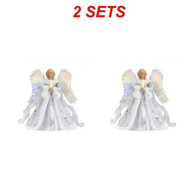 New Christmas Tree Decoration Golden Angel Dolls Tree Top Star LED Glowing Pendant Christmas Tree Top Decoratiostival decoration