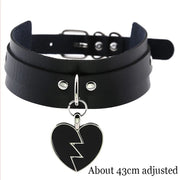 New Sexy Harajuku PU Leather Chain Heart Pendant Necklaces Women Men Punk Neck Gothic Black Pink Choker Necklace Cool Collar