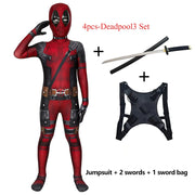Deadpool Costume Kids Superhero Child Cosplay Costumes Jumpsuit Children Deadpool Costume Accessories Man Halloween Bodysuit