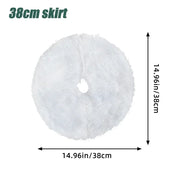 Miniature White Fluffy Christmas Tree Skirt Small Round Sequin Snowflake Design for Tabletop Xmas Tree Base Party Decor