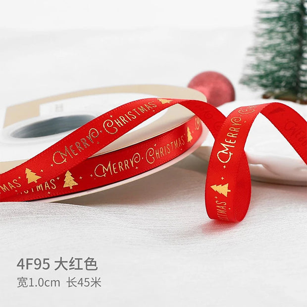 5Yards Christmas Ribbon Printed Christmas Polyester Ribbon For Handmade Design Christma Decoration DIY Cake Bouquet Gift Packing