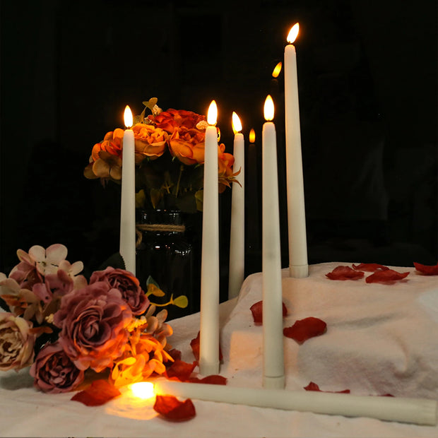 Flameless LED Taper Candles with Remote Flickering Electronic Candle Ivory/White Tea Lighting for Christmas Halloween Home Decor