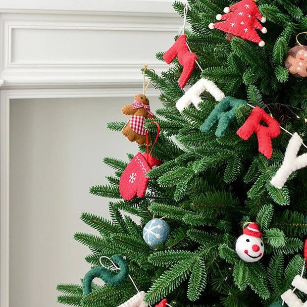 6 Christmas Decoration Felt Balls Small Hanging Christmas Snowflakes Snowman Garland Christmas Tree Decorations Christmas Gifts