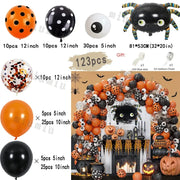 Halloween Bat Balloon Garland Arch Kit Black Orange Ballon 3D Bat Spider Sticker Eye Pumpkin Halloween Party Decoration Supplies