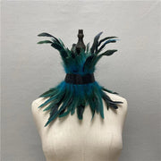 Gothic Victorian Natural Feather Choker Neck Wrap Collar For Halloween Cosplay Accessories
