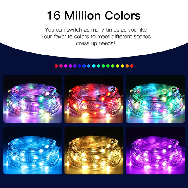 RGBIC USB 5V Christmas Tree LED String Light Bluetooth Music APP Control Fairy Lights Birthday Party Room Decor Garland Light