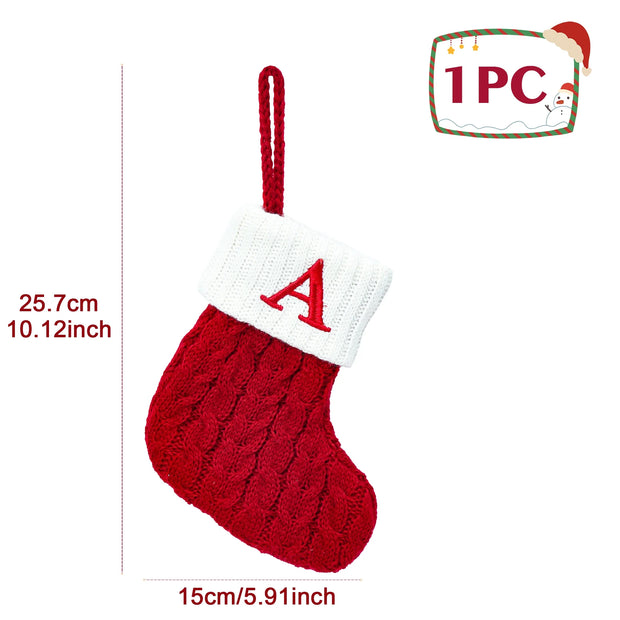 Christmas Socks Knitting Snowflake Letter Stocking Christmas Decoration For Home 2024 Xmas Tree Ornament Gift Navidad Natal 2024