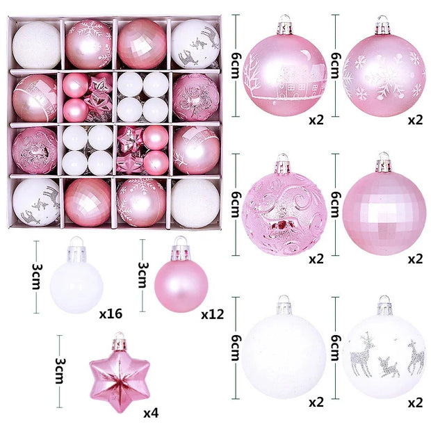 Christmas Tree Decoration 42PCS 6CM Balls Ornaments Set For Xmas Hanging Holiday Home Supplies Christmas Year Party Gifts New