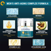 8% Men's Collagen Moisturizing Cream Skincare Fade Facial Wrinkles Hyaluronic Acid Firming Skin Vitamin E Moisturizer