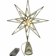 20-Lights Christmas Star Tree Topper Multi-Pointed Pre-lit Glittered Snowflake Treetop Lighted Xmas Treetop for Home Decorations