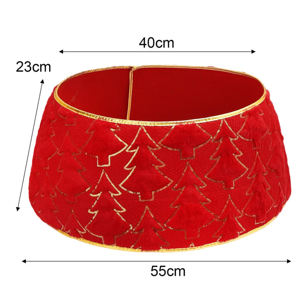 Tree Bottom Surrounder Stereoscopic Skirt Replacement Christmas Tree Collar Family Party New Year Red Green Indoor Decoration