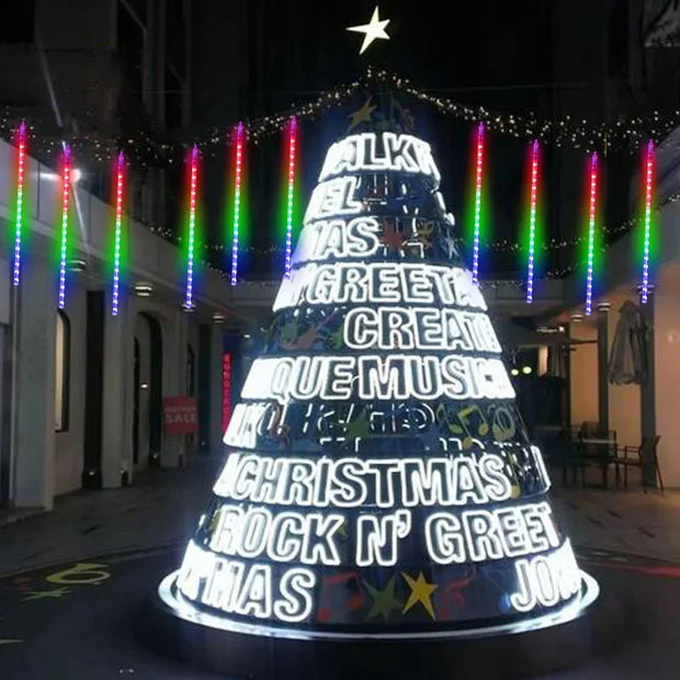 8 Tubes Christmas String Light Outdoor Tree Snowfall LED Dripping Icicle Shooting Star Light Meteor Shower Cascading Lights 2024