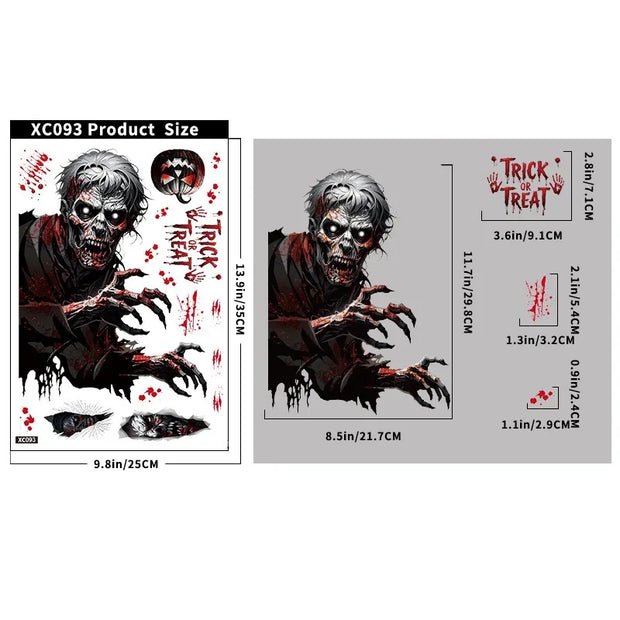 Halloween Horror Stickers Blood Fingerprint Hanging Ghost Pumpkin Skull Window Glass Sticker Happy Halloween Party Decor 2025
