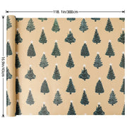 Festive green Christmas wrapping paper with tree pattern - perfect for holiday gift wrapping and party decorations, 17 x 118.1in